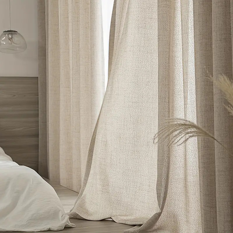 Linen Curtains Simple Style - Βeige